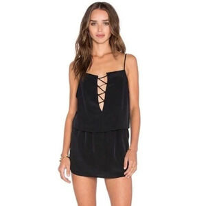 Rory Beca Peni Black Onyx Cross Front Mini Dress M